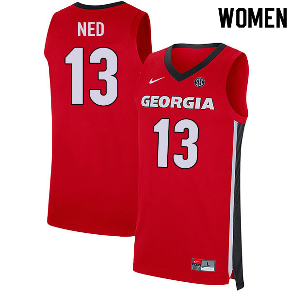 Women #13 Jonathan Ned Georgia Bulldogs College Basketball Jerseys Sale-Red - Click Image to Close